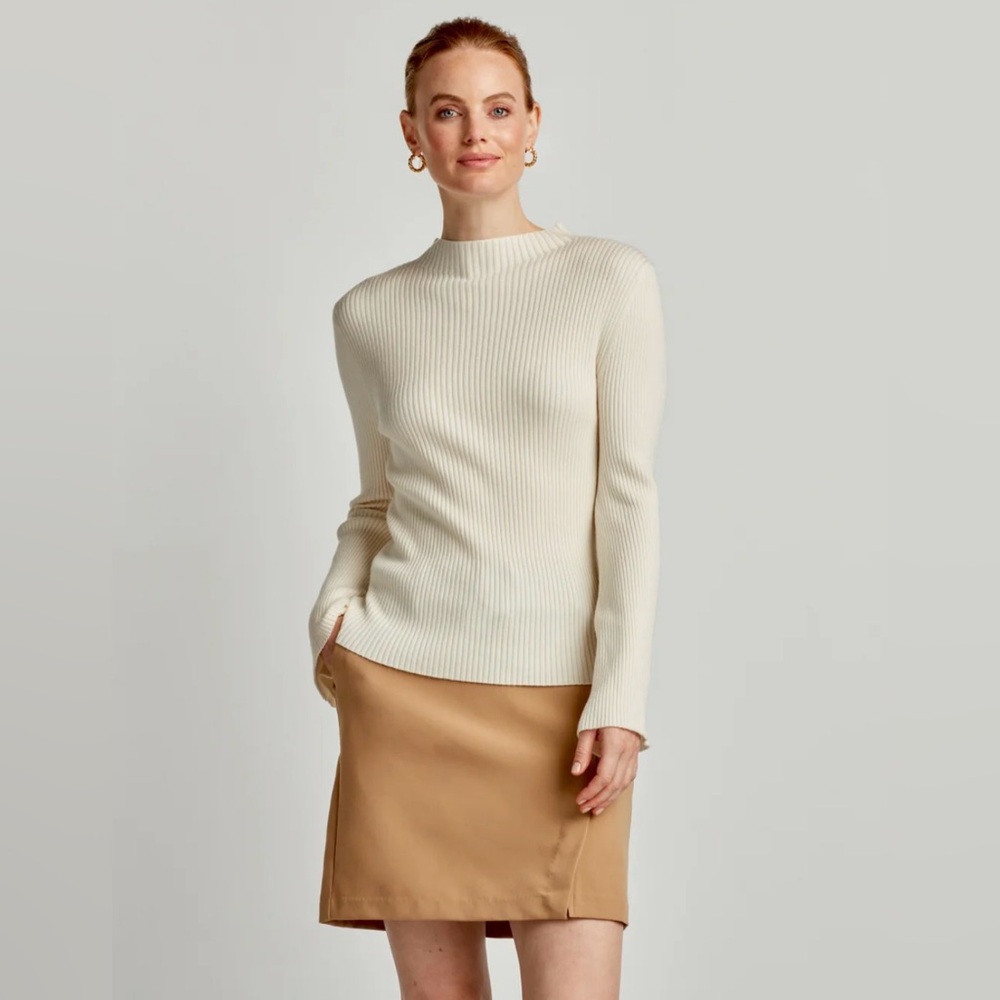 Ellen Tracy Mock Neck Flutter Sleeve Sweater